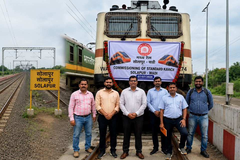Central Railway Activates KAVACH Safety System on Solapur–Wadi Route to Strengthen Train Safety and Prevent Collisions